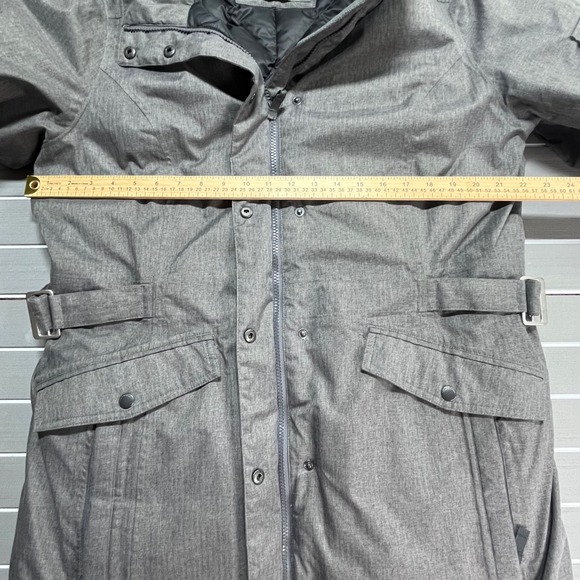 Eddie Bauer WeatherEdge Gray Herringbone Down Parka Hooded Winter Coat Womens L - Picture 5 of 13